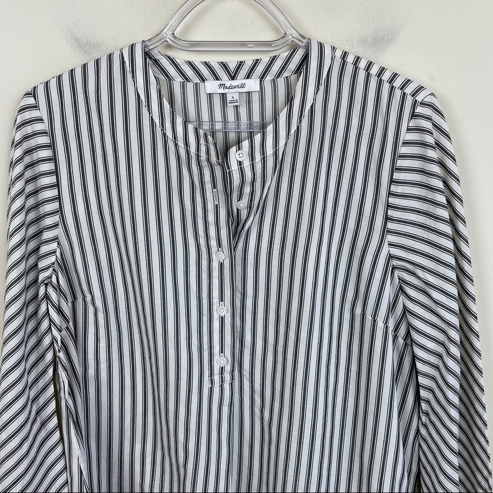 Madewell Striped Button Down Flare Sleeve Blouse - Picture 4 of 8